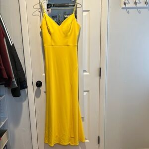 Elegant Yellow Spaghetti Strap Dress